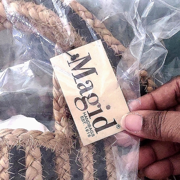 Magid Jute Tote Bag Petite/Medium (Blk/Wheat) NWT - Picture 10 of 13